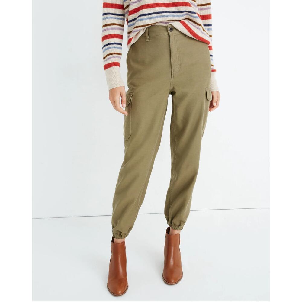 Madewell High-Rise Cargo Fatigue Green Jogger Pants